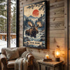 Maxcorners Moose Hunting Red Sun Pine Forest Personalized Canvas Wall Art
