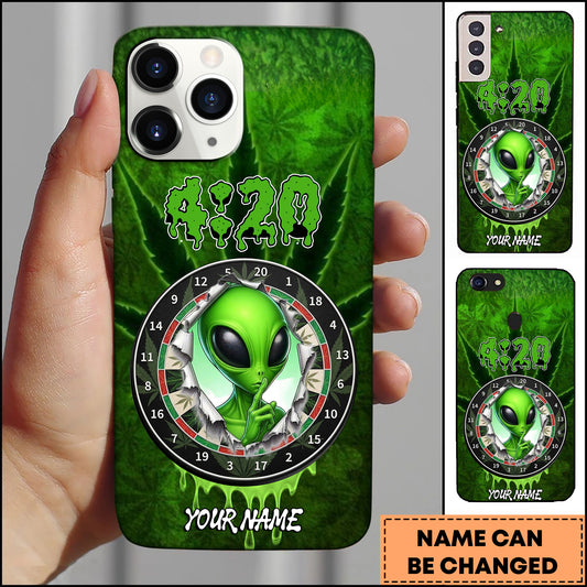 Maxcorners Darts 420 Weed Alien Shush Sign Personalized Name 3D Phone Case