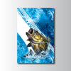 Maxcorners Largemouth Bass Fishing Blue Ocean Stripe Splash Design Personalized Name 3D Poster