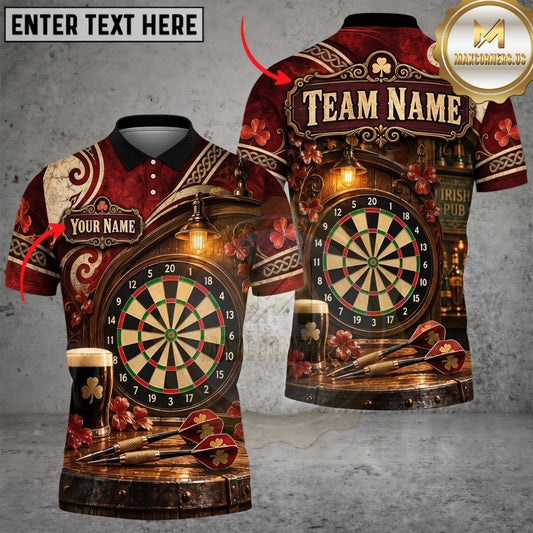 Maxcorners Darts Beer Mug Pub Atmosphere Wooden Texture Target Board Graphic Multicolor Customized Name, Team Name 3D Shirts