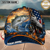 Maxcorners Fishing Sunset American Flag Design Personalized Name 3D Cap