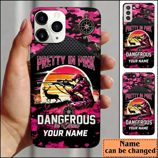 Maxcorners Hunting Pretty In Pink Eagle Camo Personalized Name 3D Phone Case