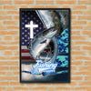 Maxcorners Salmon Fishing Faith Cross American Flag Design Personalized Name 3D Poster