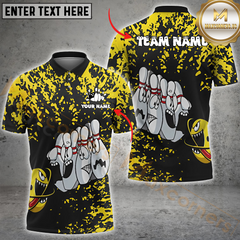 Maxcorners  Splatter Bowling Shirt - Custom Cartoon Pin Faces Multicolor Customized Name, Team Name 3D Shirts