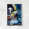 Maxcorners Tuna Fishing Faith Cross American Flag Design Personalized Name 3D Poster
