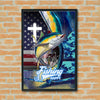 Maxcorners Tuna Fishing Faith Cross American Flag Design Personalized Name 3D Poster