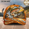 Maxcorners Fishing Graphic Golden Swirl Splash Angler Customized Name 3D Cap