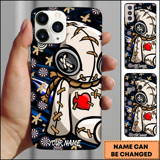 Maxcorners Darts White Voodoo Doll Multicolor Personalized Name 3D Phone Case