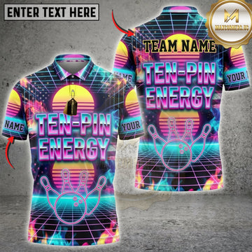 Maxcorners Bowling Purple Neon Spare Me The Excuses Personalized Name 3D Unisex Shirt