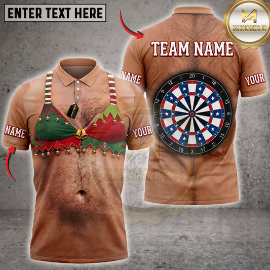 Maxcorners Darts Funny Green Bikini Body Colorful Dartboard Personalized Name 3D Unisex Shirt