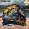Maxcorners Fishing Sunset American Flag Design Personalized Name 3D Cap