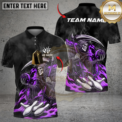 Maxcorners Bowling And Pins Flame Reaper Play Customized Name, Team Name 3D Shirt (4 Colors)