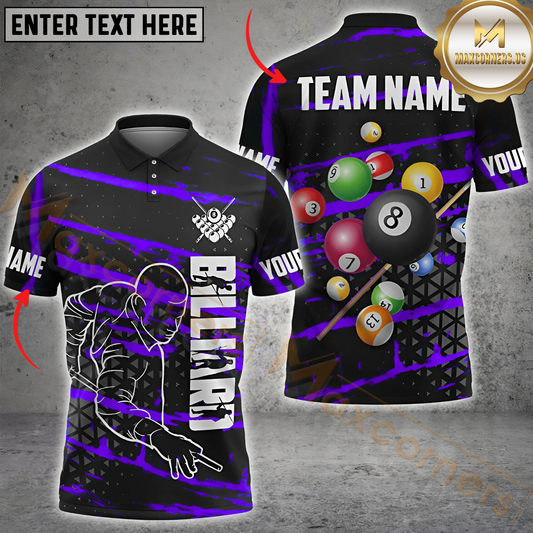 Maxcorners Billiard Mastershot Multicolor Customized Name, Team Name 3D Shirt