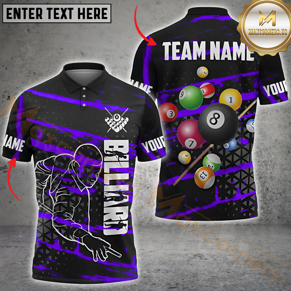 Maxcorners Billiard Mastershot Multicolor Customized Name, Team Name 3D Shirts