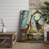 Maxcorners Deer Fawn Looking in Magic Mirror Forest Scene Wrapped Canvas