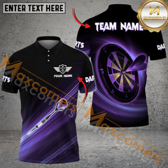 Maxcorners Darts Lightning Mutilcolor Options Personalized Name, Team Name 3D Polo Shirt
