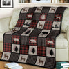 Maxcorners Rustic Hunting Cabin Fleece Blanket - Deer, Bear & Pine Tree - Cozy Gift for Hunters & Nature Lovers LM1611