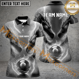 Maxcorners Grey Lightning 3D Dragon 8 Ball Pool Billiard Jersey Customized Name, Team Name 3D Shirt