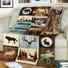 Maxcorners Rustic Moose Lodge Blanket - Cozy Cabin & Lakehouse Decor for Outdoor Lovers LM1611