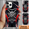 Maxcorners Billiards Red White Stripe Crossed Cues Personalized Name Phone Case