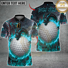 Maxcorners Golf Fire Dragon & Golf Ball Multicolor Customized Name, Team Name 3D Shirts