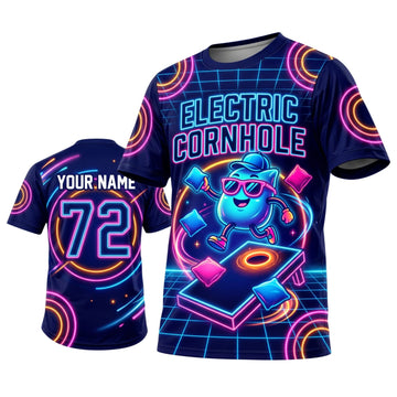 Maxcorners Cornhole Electric Neon Personalized Name 3D Unisex Shirt
