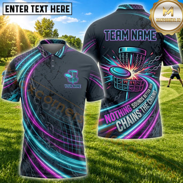 Maxcorners Disc Golf Neon Rainbow Chain Basket Personalized Name 3D Unisex Shirt