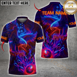 Maxcorners Bowling Eagle Neon Style Multicolor Customized Name, Team Name 3D Shirts