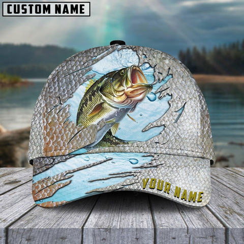 Maxcorners Bass Fish Cool Fishing Customized Name 3D Cap