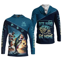 Maxcorners Bite Hard or Go Home Fishing Shirts, SPF Long Sleeve Shirts, Fishing Shirts For Men
