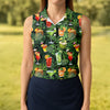Maxcorners Tropical Cocktail Coconut And Palm Leaf Golf Polo, Hawaiian Golf Shirt, Golf Polo For Women LM1507