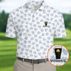 Maxcorners Vitamin G Shamrock Pattern Golf And Beer White Golf Shirt, St Patrick's Day Golf Shirt, Polo Shirts For Men