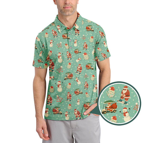 Maxcorners Christmas Golf Shirt, XMAS Golf Shirt, Funny Pattern Golf Shirt For Golfer, Crazy Golf Shirt For Men