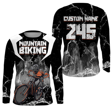 Maxcorners Black kid MTB jersey UPF30+ mountain bike gear youth Unisex downhill shirt cycling clothes LM2809