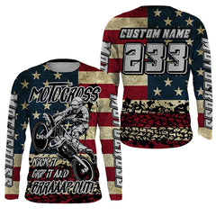 Maxcorners American Flag Personalized Motocross Jersey UPF30+ Patriotic Dirt Bike Racing Motorcycle Shirt LM2809