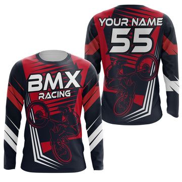 Maxcorners Red BMX Cycling Customize Name 3D Shirts