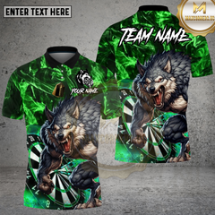 Maxcorners Wolf Darts Shirt Fierce Howling Wolf with Lightning Multioptions Personalized Name, Team Name Unisex 3D Shirt (4 Colors)