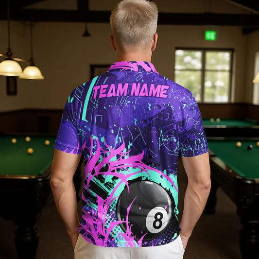 Maxcorners Billiard Colorful Paint 8 Ball Multicolor Options Personalized Name, Team Name 3D Shirts (4 Colors)