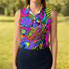 Maxcorners Neon Psychedelic Abstract Eye Pattern Golf Shirt, Women's Golf Tops, Women’s Golf Apparel, Performance Golf Shirt LM1507