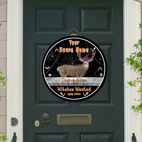 Maxcorners Mule Deer Halloween Wooden Sign