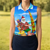 Maxcorners Santa And Reindeer Beach Surfing Christmas Golf Shirt, Women's Golf Tops, Hawaiian Golf Shirt LM1507