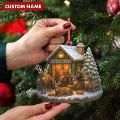 Maxcorners Personalized Acrylic Deer Family Christmas Ornament - Rustic Holiday Cabin Decor for Hunters & Wildlife Lovers LM0110