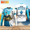 Maxcorners Personalized Old Man Fishing Shirt, Funny Fishing Rod Gift For Dad, Fishing UPF Shirts, Funny Fishing Shirt