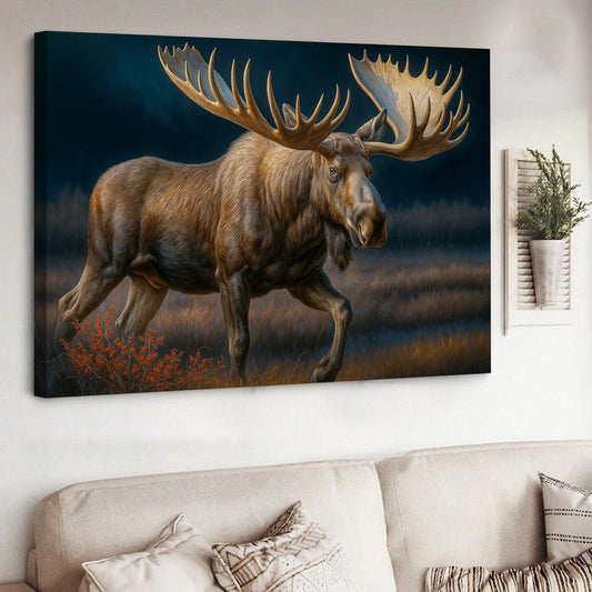 Maxcorners Majestic Moose Canvas – Realistic Wildlife Canvas Art for Hunters