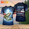 Maxcorners Jesus Made Me A Fisherman Shirt, Patriotic Christian Bass Fishing Shirt For Men, Fishing UPF Shirts