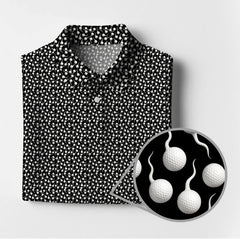 Maxcorners Funny Golf Shirt, Pattern Golf Balls Polos For Men, Crazy Golf Shirts For Golfers