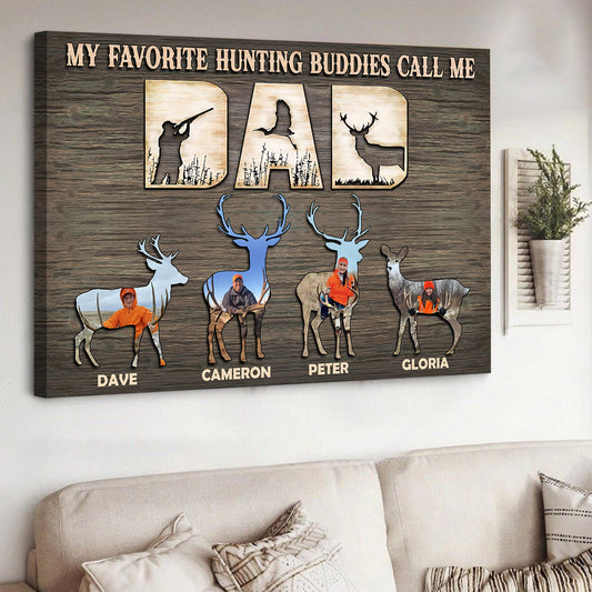 Maxcorners Personalized Hunting Dad Photo Wall Art Canvas - Custom Deer Family Name Plaque, Hunting Gift for Dad, Father’s Day Gift, Hunter Wall Decor