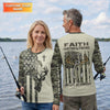 Maxcorners Faith Hunting Fishing Shirt, Christian Camo Deer Bass Patriotic Long Sleeve, Fishing UPF Shirts