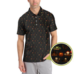 Maxcorners Halloween Golf Shirt For Golfer, Horror Pattern Golf Shirt, Crazy Golf Shirt For Men