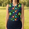 Maxcorners The Star And The Shamrock Rainbow Glitter St Patrick's Golf Shirt, Women's Golf Tops, Ladies Golf Polos